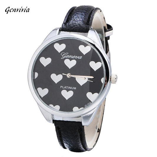 Genvivia  Heart-shaped Alloy Dial Quartz Wrist Watch