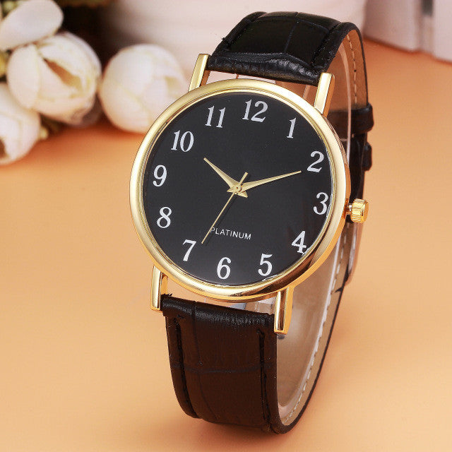 Genvivia  Retro Design Leather Band Wrist Watch