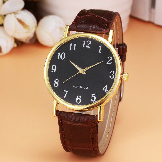 Genvivia  Retro Design Leather Band Wrist Watch